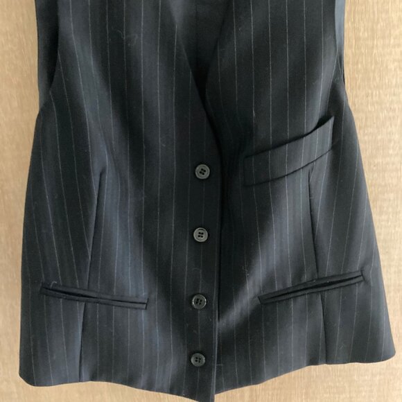 YSL yves saint laurent 2 pieces wool blazer vest set VINTAGE navy stripe - Picture 6 of 10